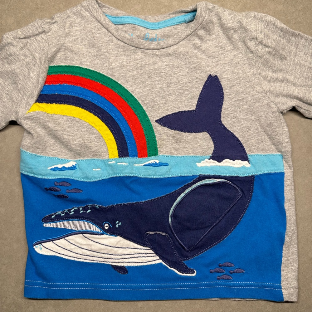 Mini Boden Whale Appliqué Shirt